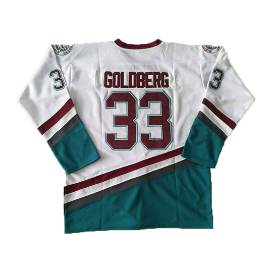 The Mighty Ducks Movie Hockey Jersey Greg Goldberg  # 33 Goalie White Color