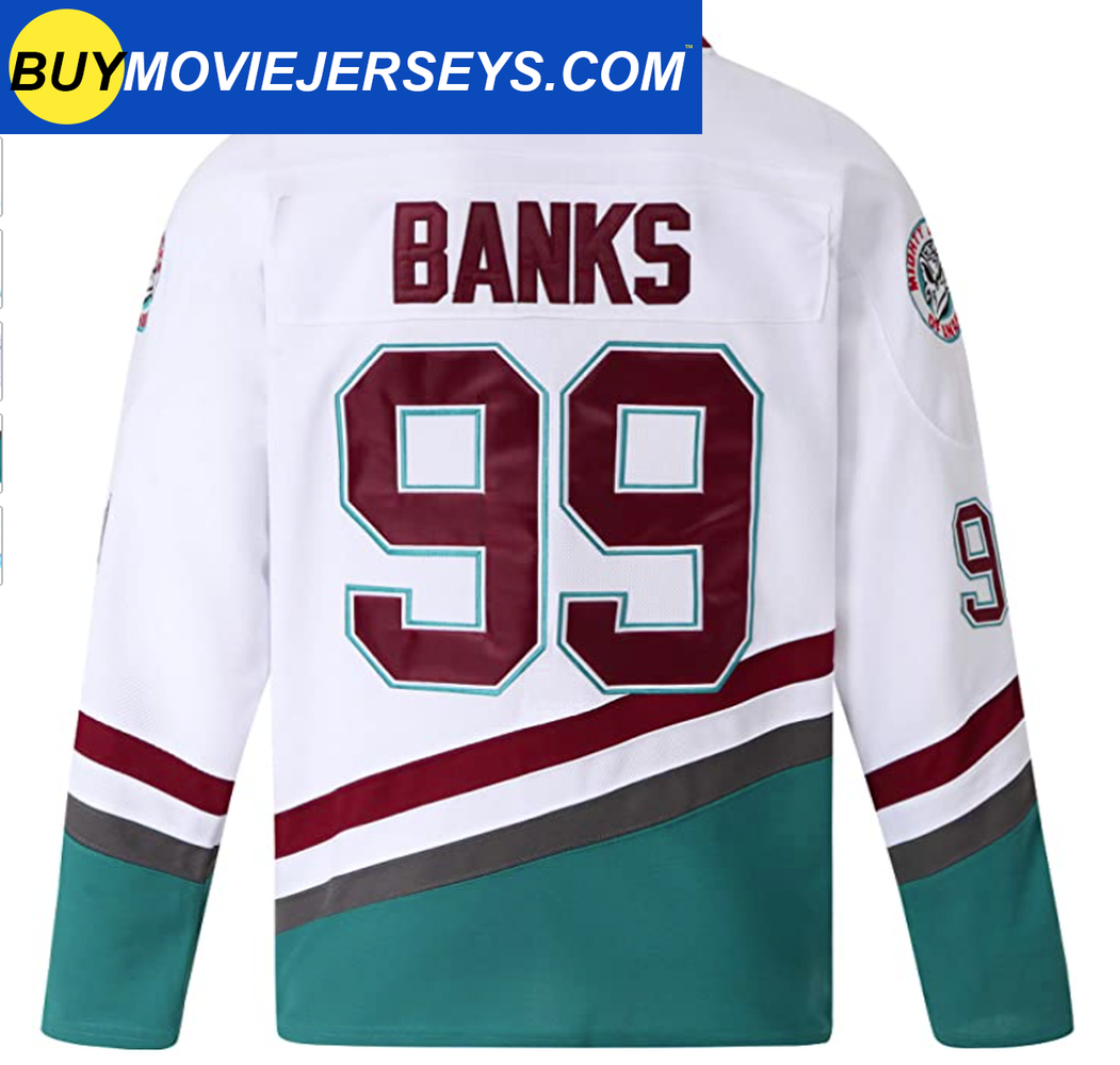 The Mighty Ducks Movie Hockey Jersey Adam Banks  # 99 Forward White Color