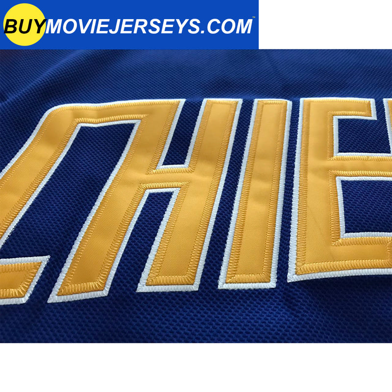 SLAPSHOT Hanson #17 Charlestown Chiefs Hockey Team Madbrother Hockey Jersey Blue And White Colors