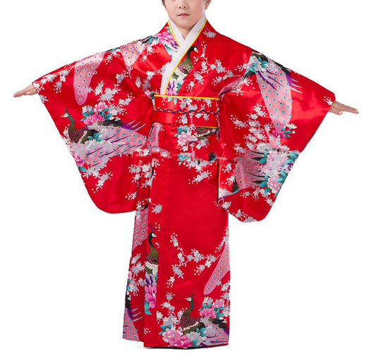 Girls Japanese Traditional Dress Kimono Robe Halloween Costume Book Week Suit