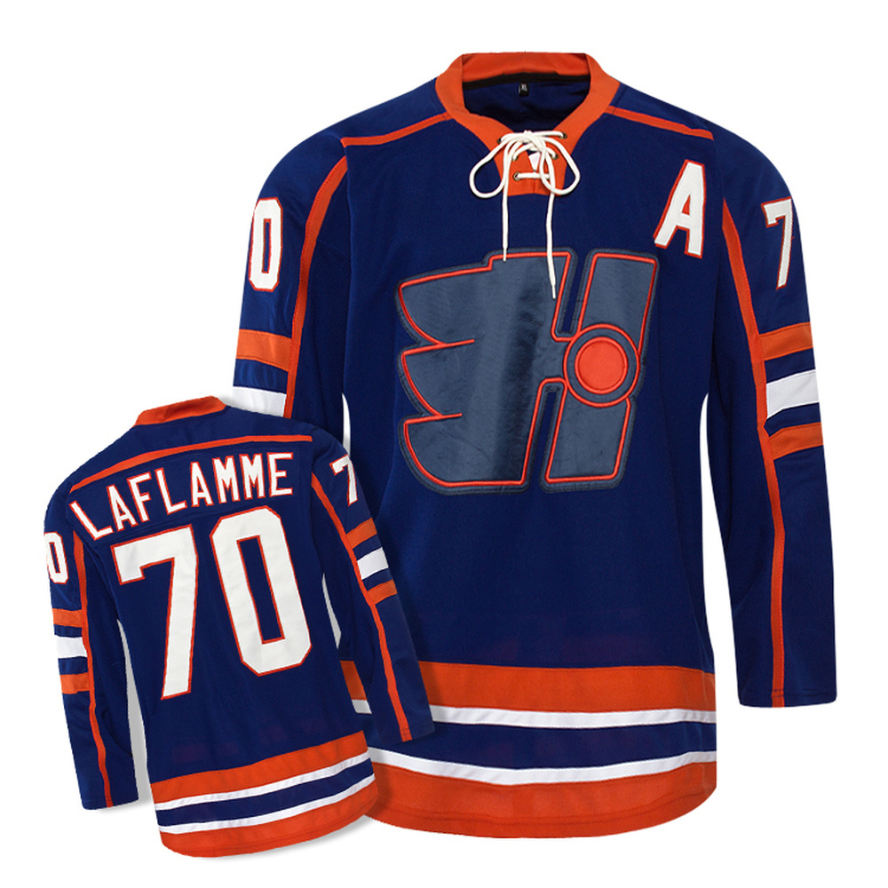 Custom XAVIER LAFLAMME GOON Jersey #70 Blue Hockey Jersey