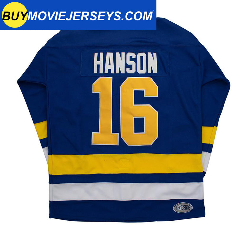 Slapshot – Jack Hanson #16 Charlestown Chiefs Hockey Jersey (Blue & White)