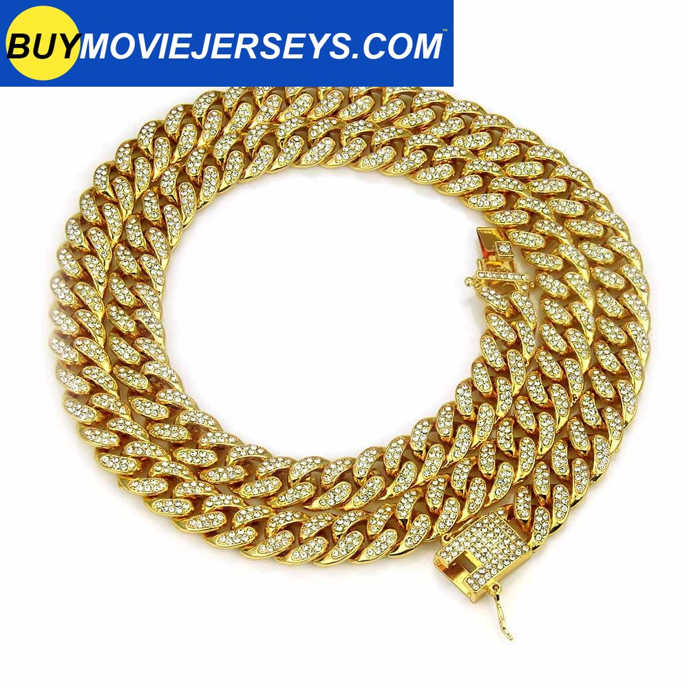 Best Selling Europe and America Hiphop Miami Cuba Necklace Men's Diamond Gold Chain Necklace